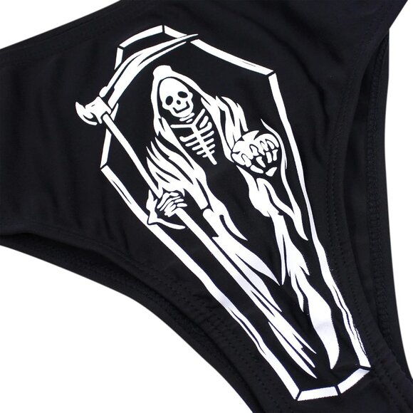 Women Bikini Set High Waist Skull Letter Pattern Swimsuit Rave Beach Wear - Picture 4 of 7